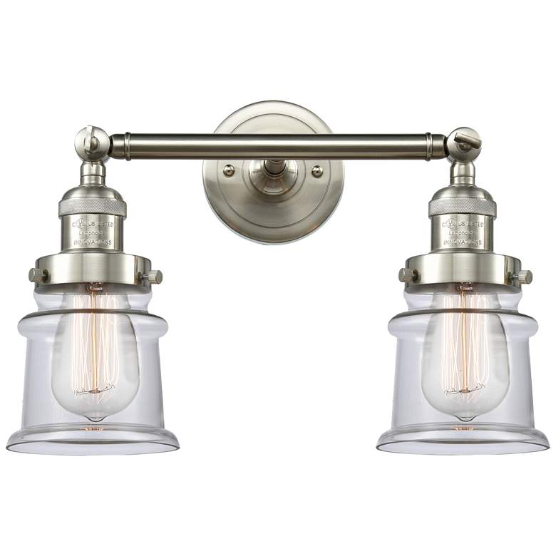 Image 1 Small Canton 17" 2-Light Brushed Satin Nickel Bath Light w/ Clear Shad