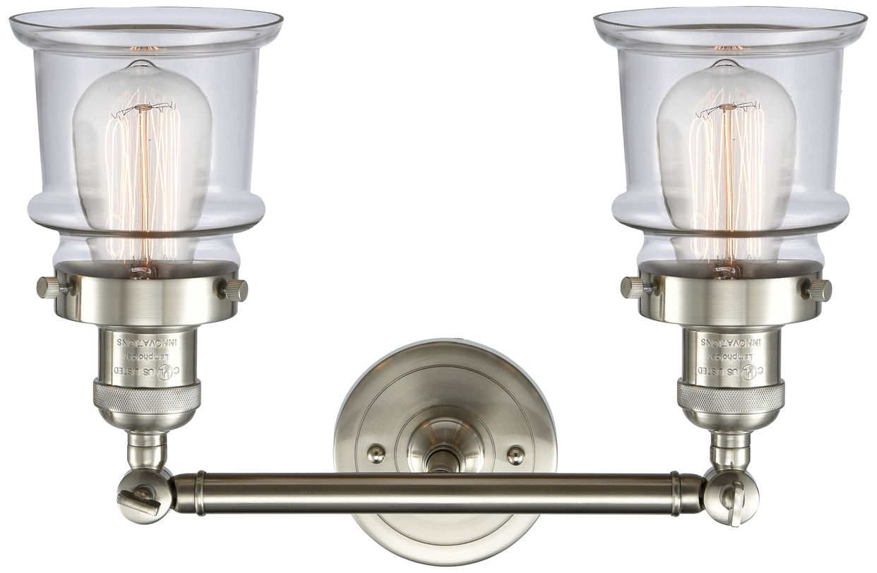 Image 5 Small Canton 17" 2-Light Brushed Satin Nickel Bath Light w/ Clear Shad more views