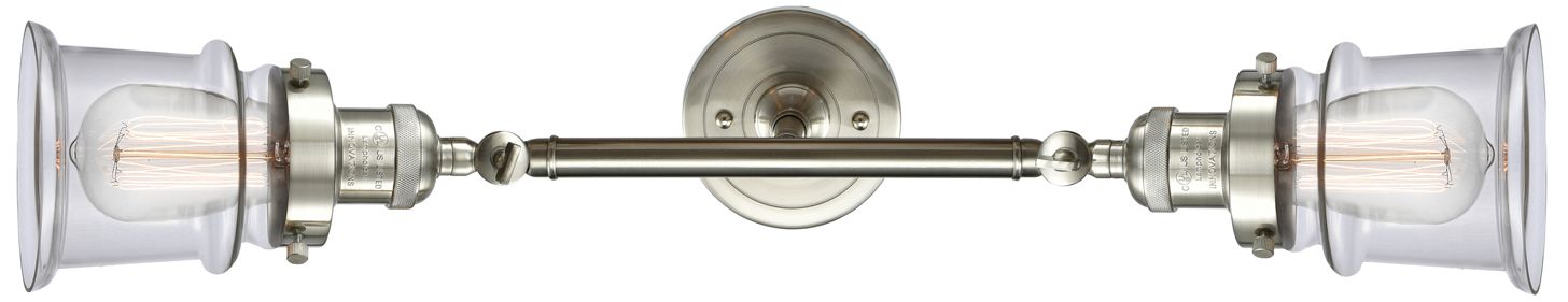 Image 6 Small Canton 17" 2-Light Brushed Satin Nickel Bath Light w/ Clear Shad more views