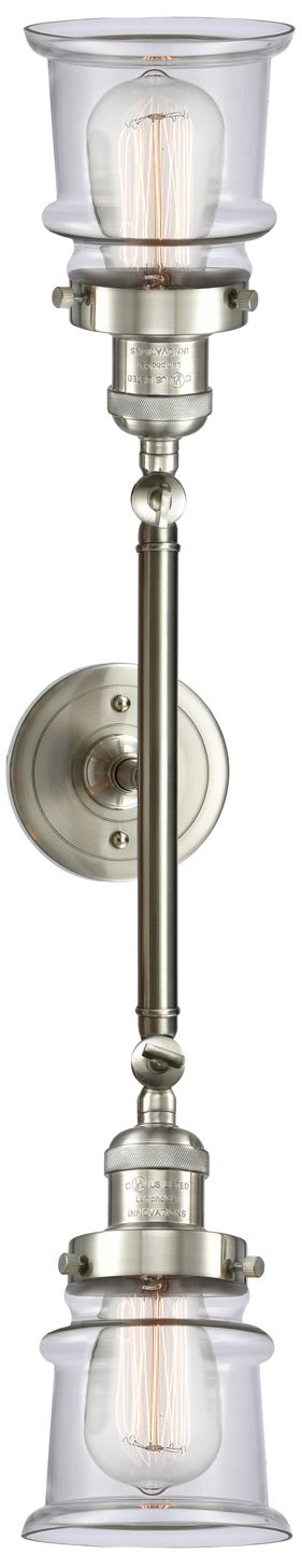 Image 7 Small Canton 17" 2-Light Brushed Satin Nickel Bath Light w/ Clear Shad more views