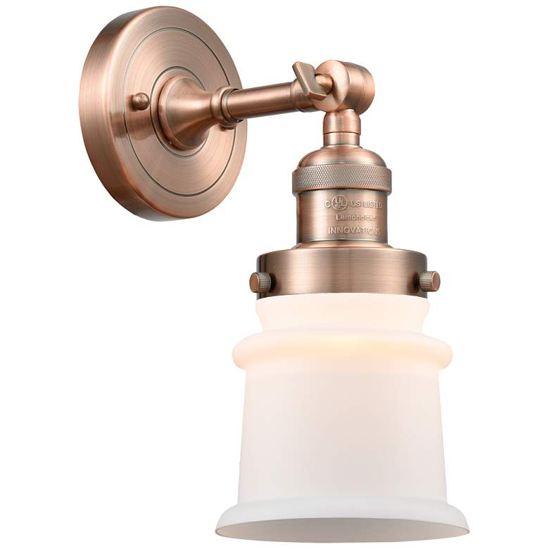 Image 1 Small Canton 5" Antique Copper Sconce w/ Matte White Shade