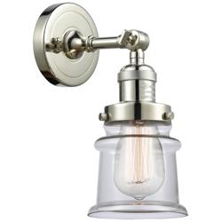 Small Canton 5" Polished Nickel Sconce w/ Clear Shade