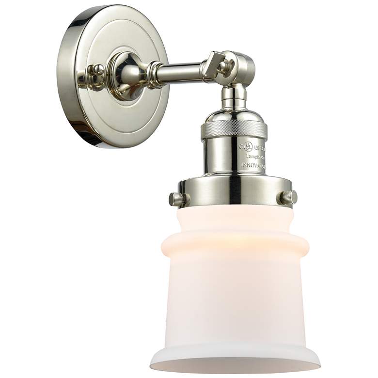 Image 1 Small Canton 5 inch Polished Nickel Sconce w/ Matte White Shade