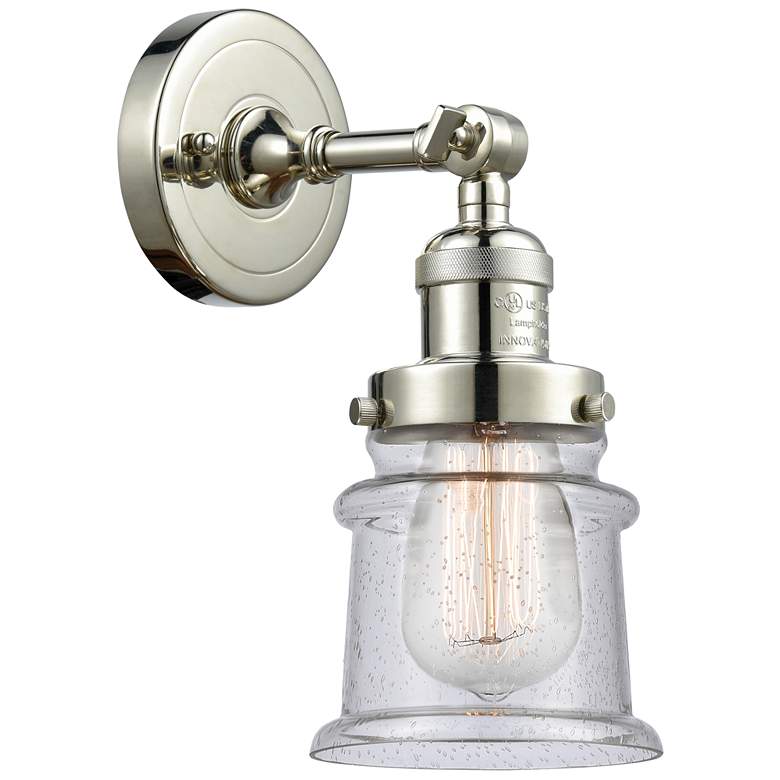 Image 1 Small Canton 5" Polished Nickel Sconce w/ Seedy Shade