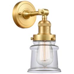 Small Canton 5" Satin Gold Sconce w/ Clear Shade