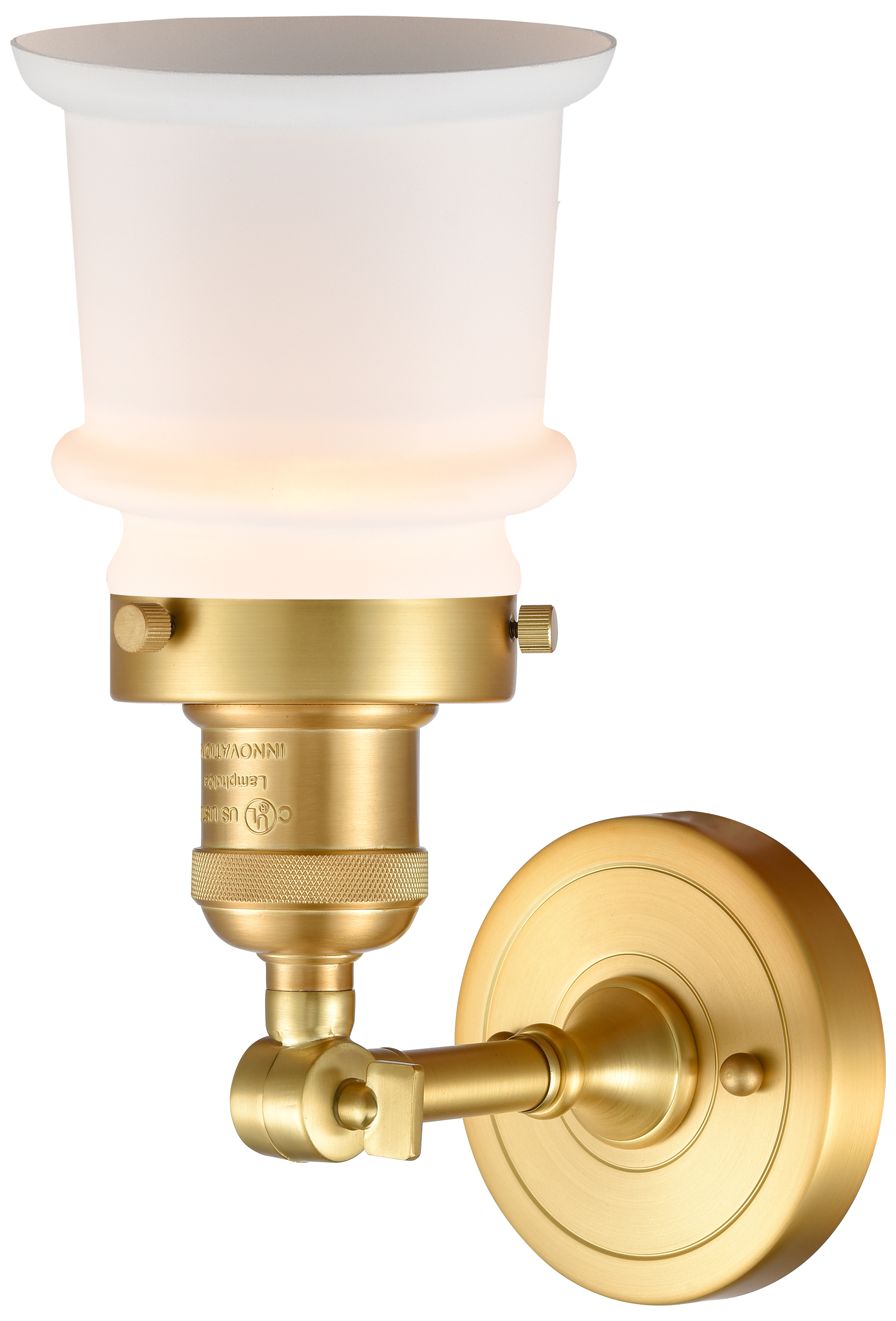 Image 5 Small Canton 5" Satin Gold Sconce w/ Matte White Shade more views