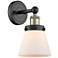 Small Cone 10"High Black Antique Brass Sconce With Matte White Shade