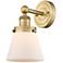 Small Cone 10"High Brushed Brass Sconce With Matte White Shade