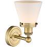 2_Small Cone 10"High Brushed Brass Sconce With Matte White Shade more views