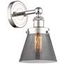 Small Cone 10"High Polished Nickel Sconce With Plated Smoke Shade