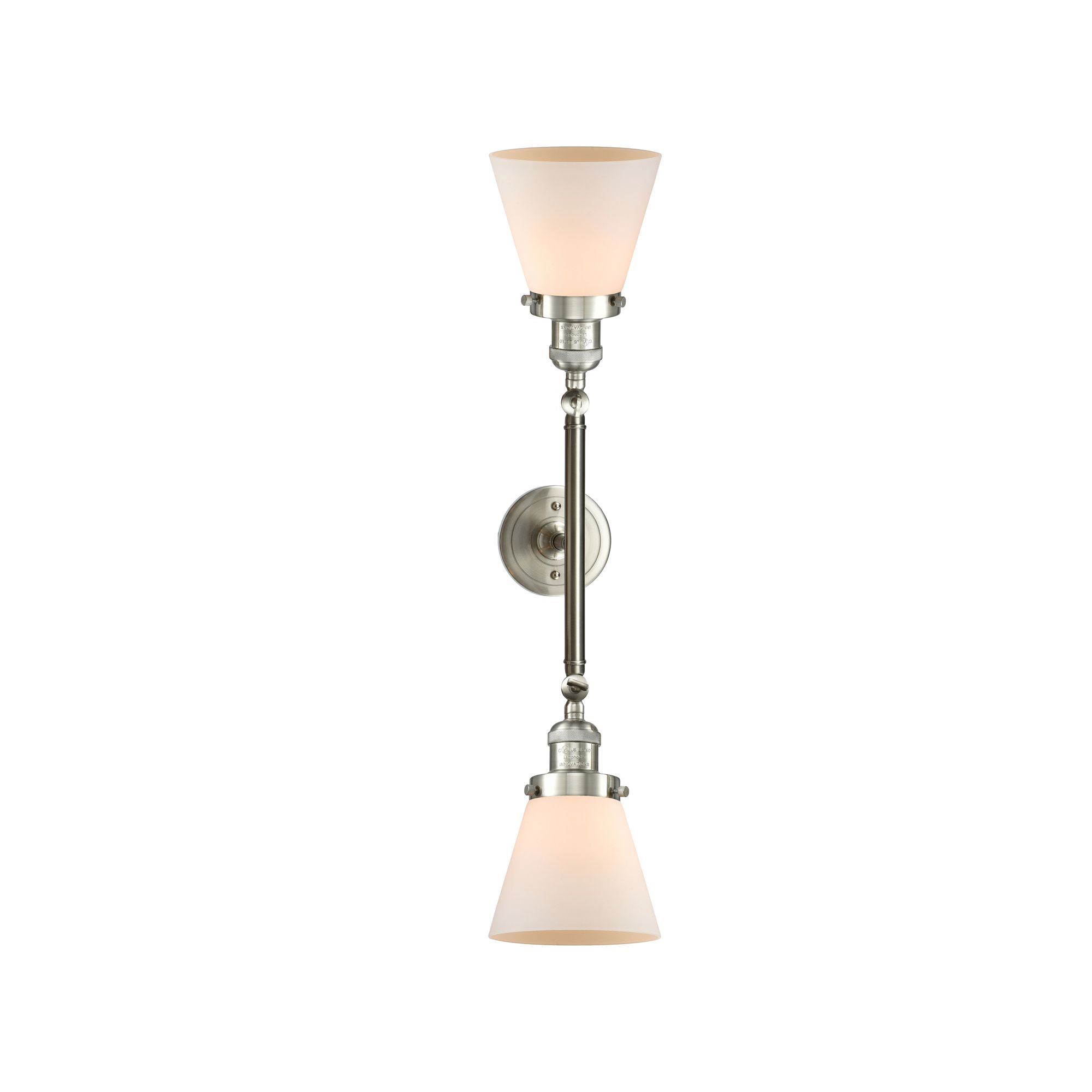 Image 3 Small Cone 16" 2-Light Brushed Nickel Tiltable Bath Light w/ White Sha more views