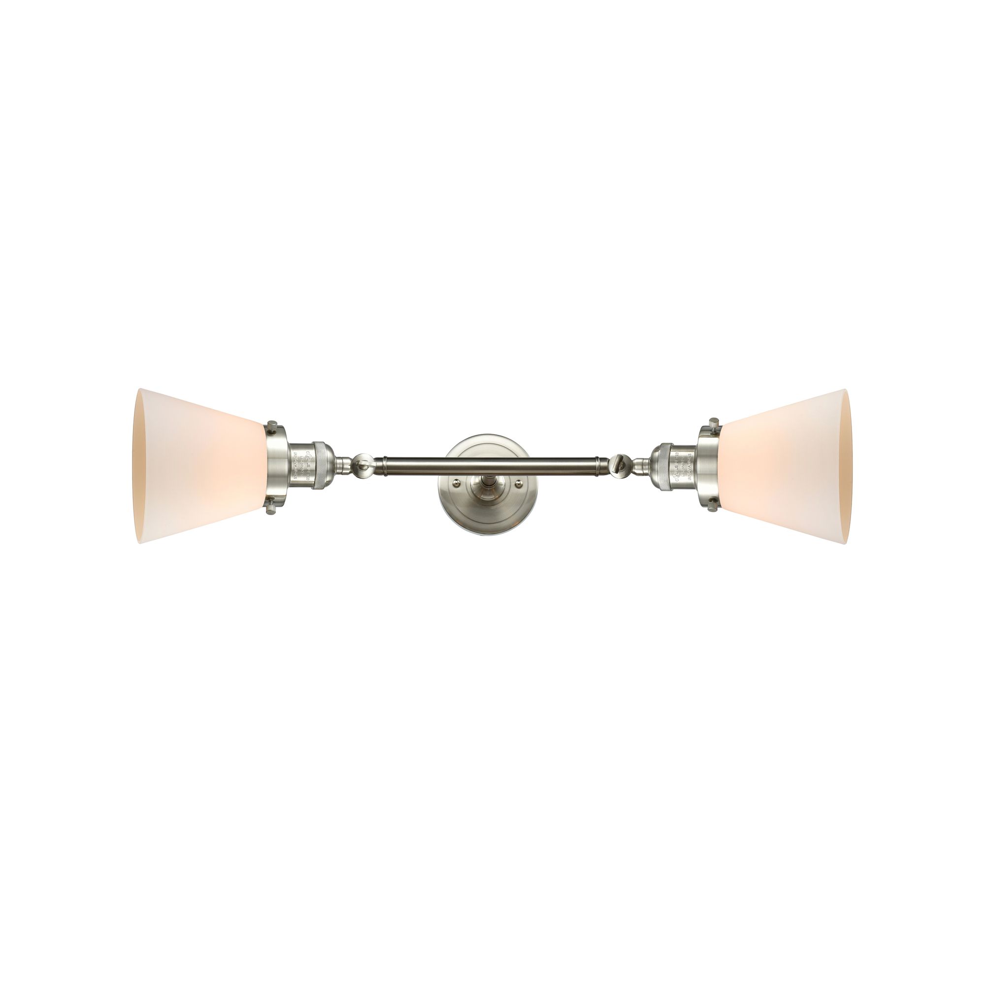 Image 4 Small Cone 16" 2-Light Brushed Nickel Tiltable Bath Light w/ White Sha more views