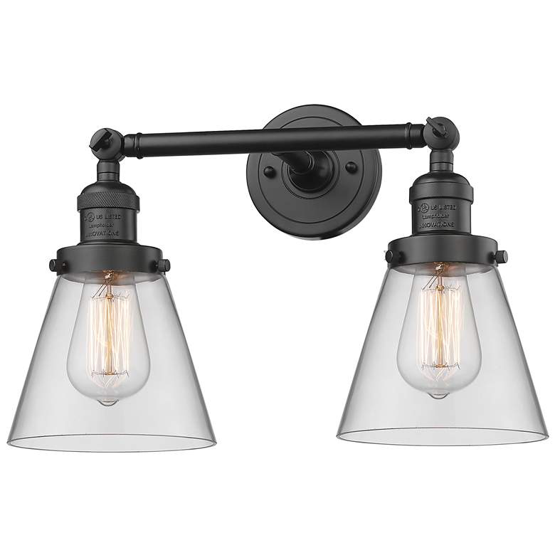 Image 1 Small Cone 16" 2-Light Oil Rubbed Bronze Tiltable Bath Light w/ Clear