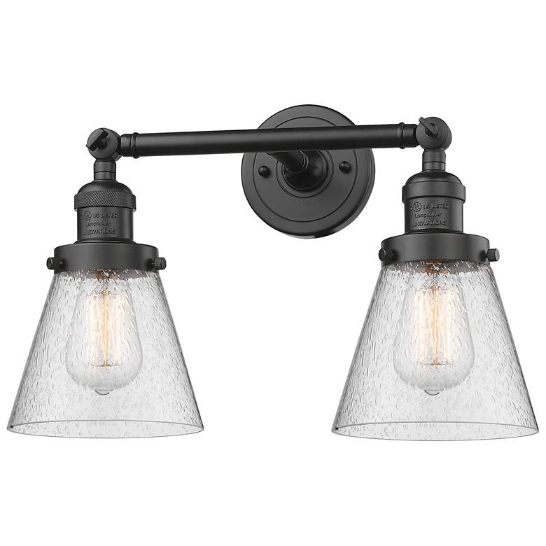 Image 1 Small Cone 16" 2-Light Oil Rubbed Bronze Tiltable Bath Light w/ Seedy