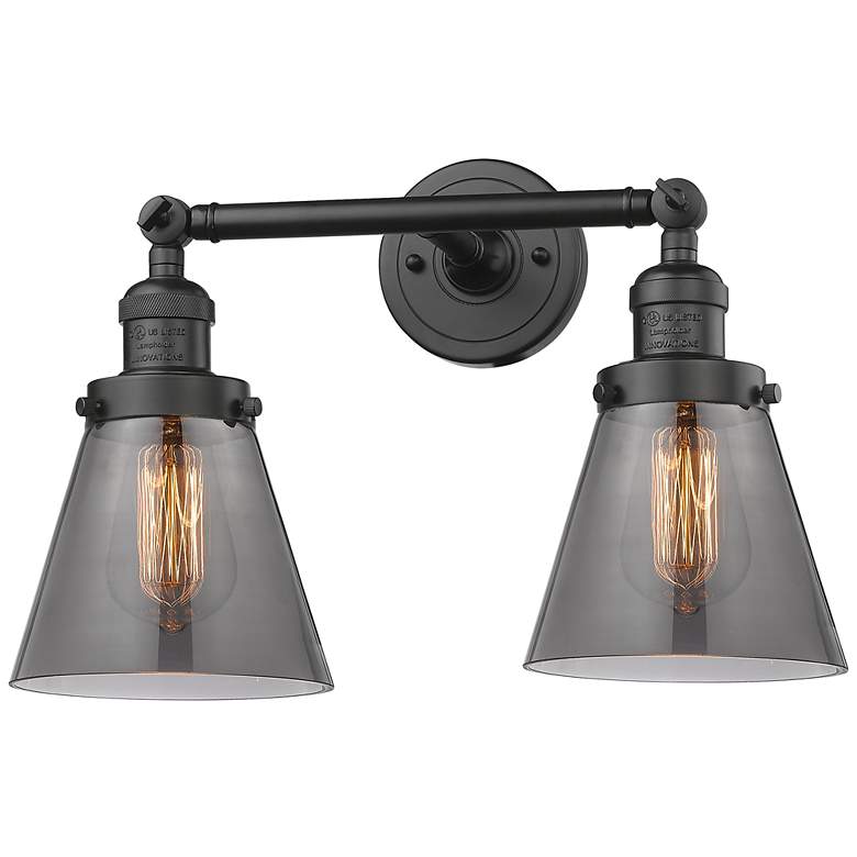 Image 1 Small Cone 16" 2-Light Oil Rubbed Bronze Tiltable Bath Light w/ Smoke