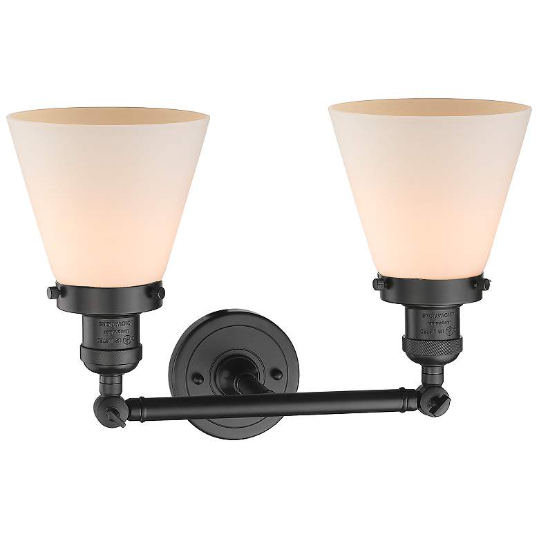 Image 2 Small Cone 16" 2-Light Oil Rubbed Bronze Tiltable Bath Light w/ White more views
