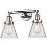 Small Cone 16" 2-Light Polished Chrome Tiltable Bath Light w/ Clear Sh