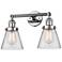 Small Cone 16" 2-Light Polished Chrome Tiltable Bath Light w/ Clear Sh