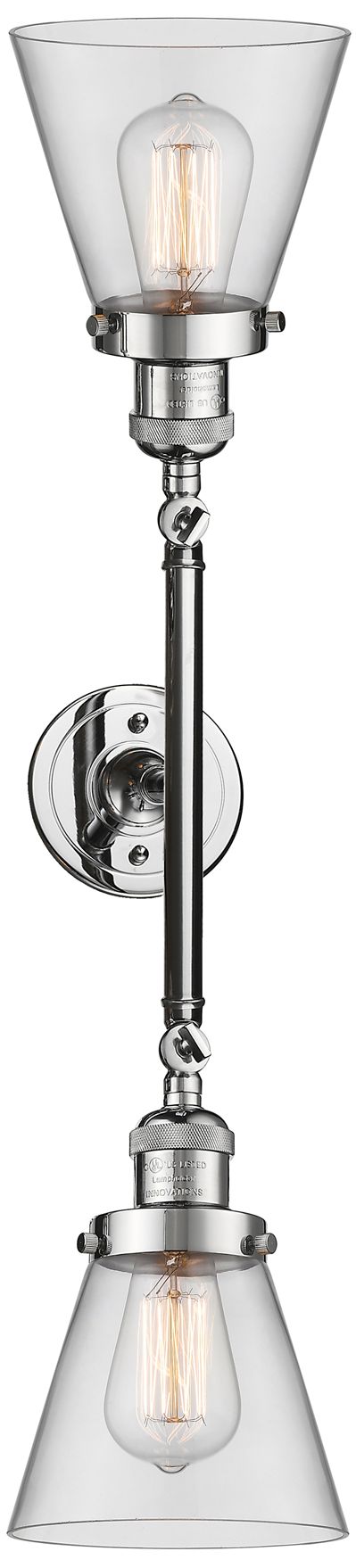 Image 4 Small Cone 16" 2-Light Polished Chrome Tiltable Bath Light w/ Clear Sh more views
