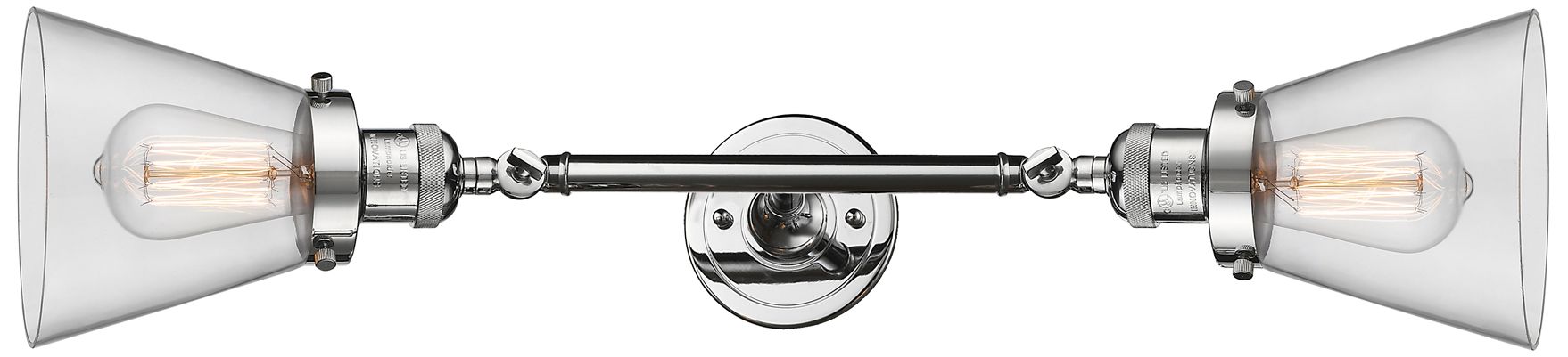 Image 5 Small Cone 16" 2-Light Polished Chrome Tiltable Bath Light w/ Clear Sh more views