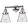 Small Cone 16" 2-Light Polished Chrome Tiltable Bath Light w/ Seedy Sh