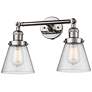 Small Cone 16" 2-Light Polished Nickel Tiltable Bath Light w/ Seedy Sh