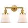 Small Cone 16" 2-Light Satin Gold Bath Light w/ Matte White Shade