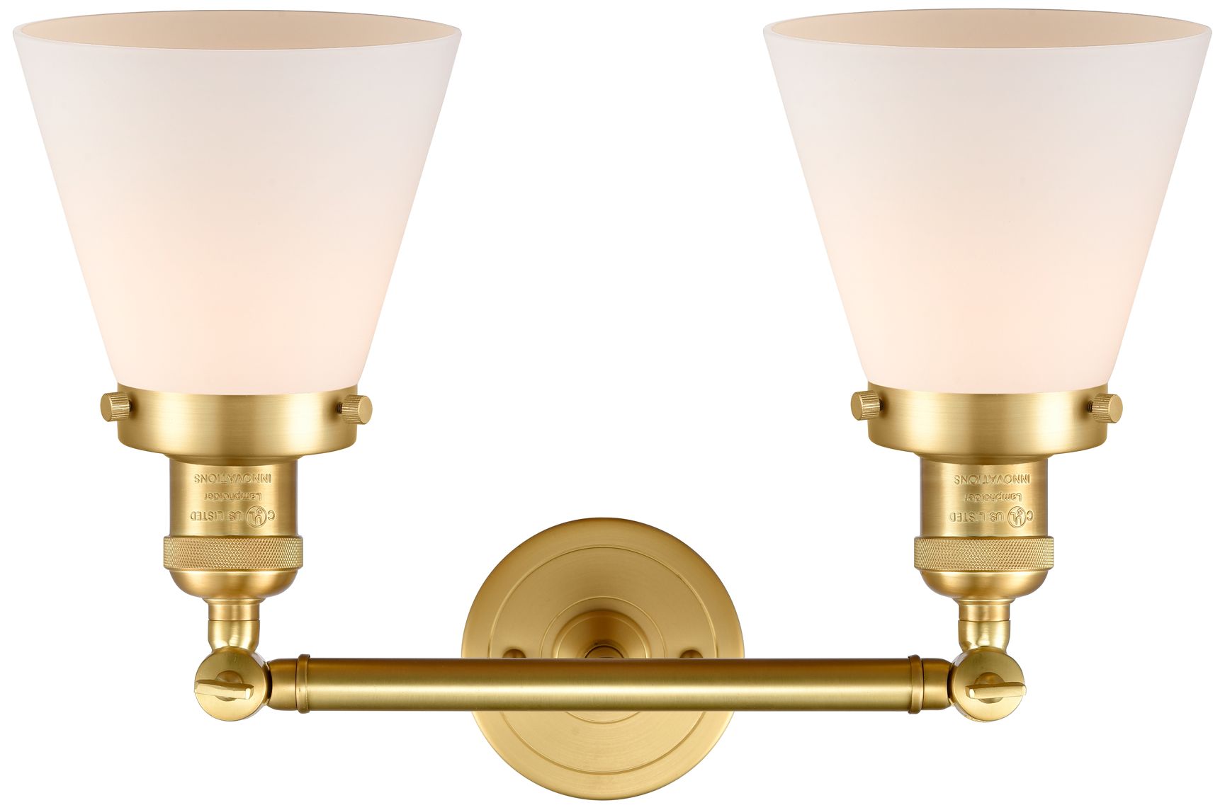 Image 5 Small Cone 16" 2-Light Satin Gold Bath Light w/ Matte White Shade more views