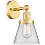 Small Cone 2.25" High Satin Gold Sconce With Clear Shade