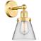 Small Cone 2.25" High Satin Gold Sconce With Clear Shade