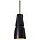Small Cone LED Pendant - Carbon Black - Antique Brass - Rigid Stem