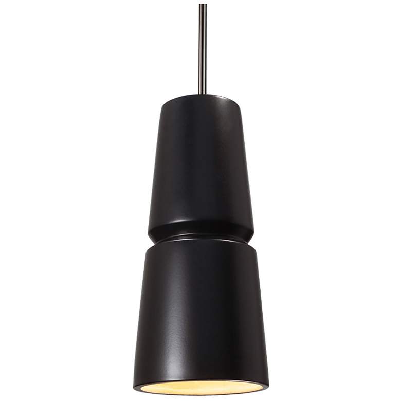 Image 1 Small Cone LED Pendant - Carbon Black - Brushed Nickel - Rigid Stem