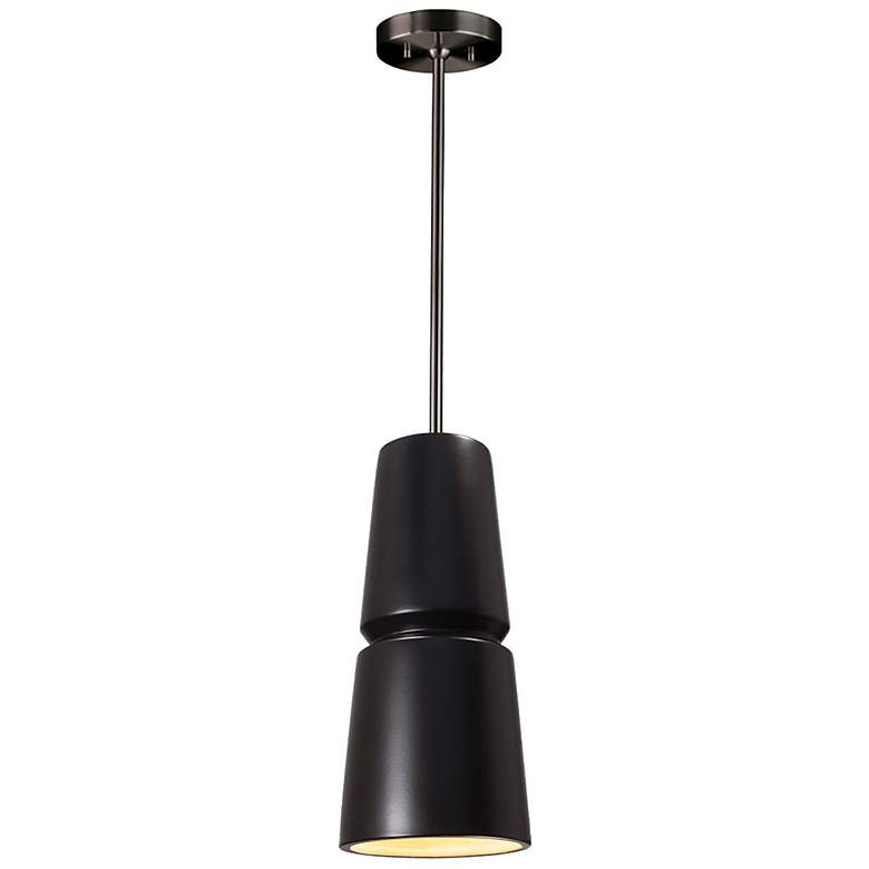Image 2 Small Cone LED Pendant - Carbon Black - Brushed Nickel - Rigid Stem more views