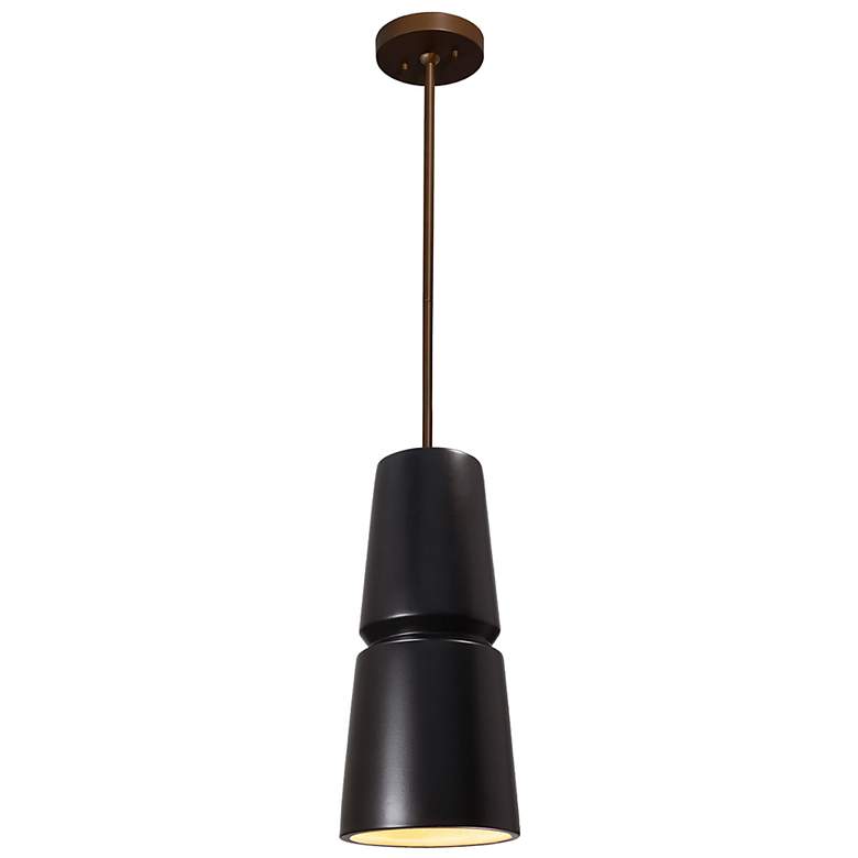 Image 2 Small Cone LED Pendant - Carbon Black - Dark Bronze - Rigid Stem more views