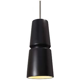Image1 of Small Cone LED Pendant - Carbon Black - Polished Chrome - Rigid Stem