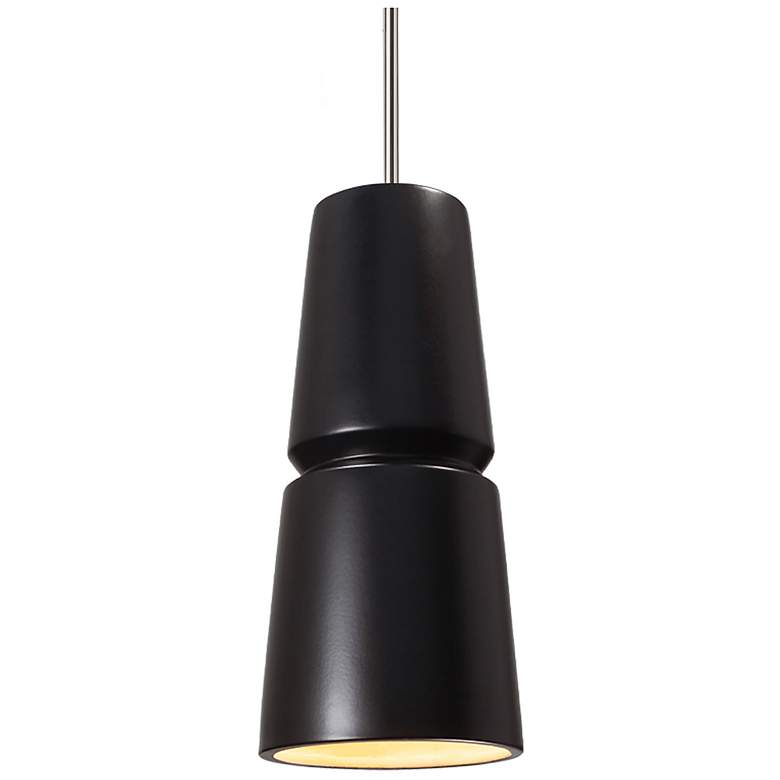 Image 1 Small Cone LED Pendant - Carbon Black - Polished Chrome - Rigid Stem