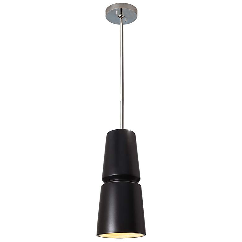 Image 2 Small Cone LED Pendant - Carbon Black - Polished Chrome - Rigid Stem more views