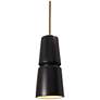 Small Cone Pendant - Carbon Black - Antique Brass - Rigid Stem