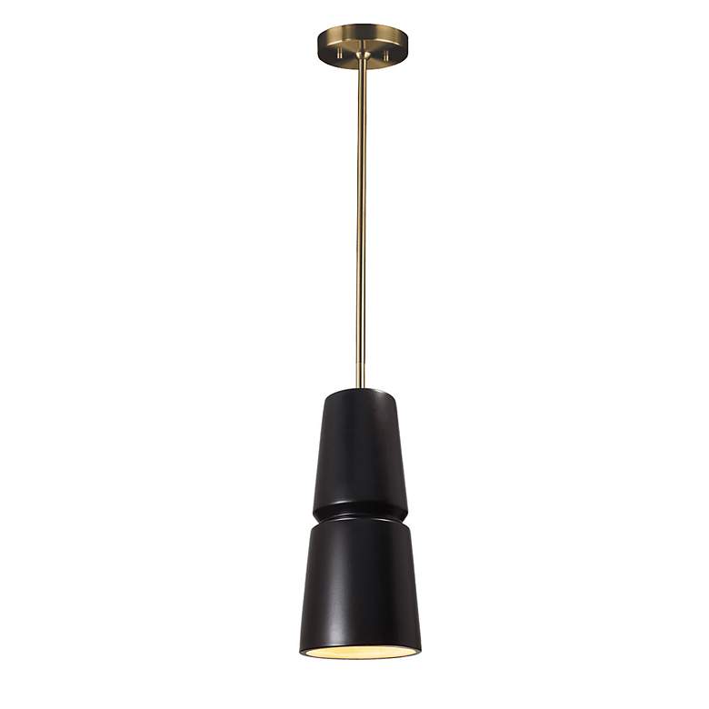 Image 2 Small Cone Pendant - Carbon Black - Antique Brass - Rigid Stem more views