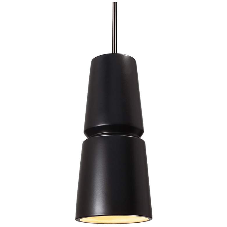 Image 1 Small Cone Pendant - Carbon Black - Brushed Nickel - Rigid Stem