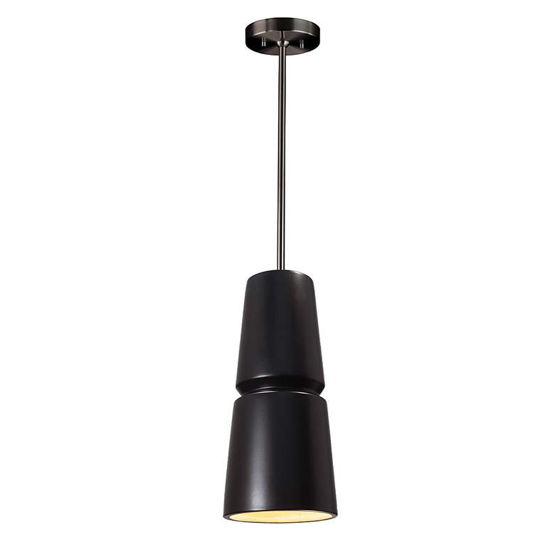 Image 2 Small Cone Pendant - Carbon Black - Brushed Nickel - Rigid Stem more views
