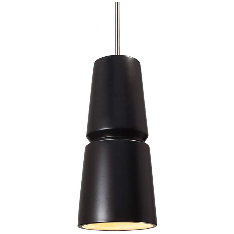 Image 1 Small Cone Pendant - Carbon Black - Polished Chrome - Rigid Stem