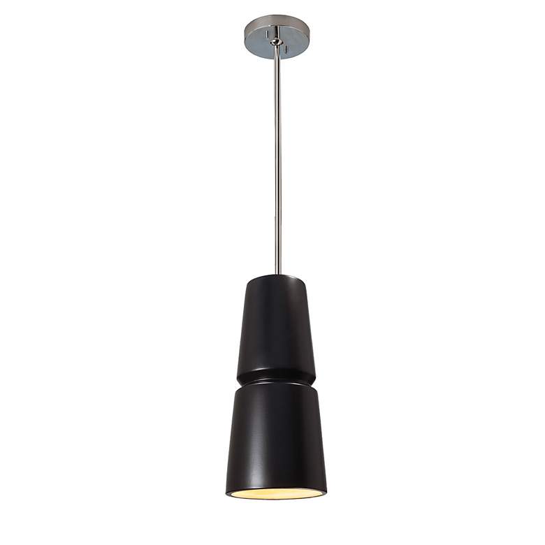 Image 2 Small Cone Pendant - Carbon Black - Polished Chrome - Rigid Stem more views