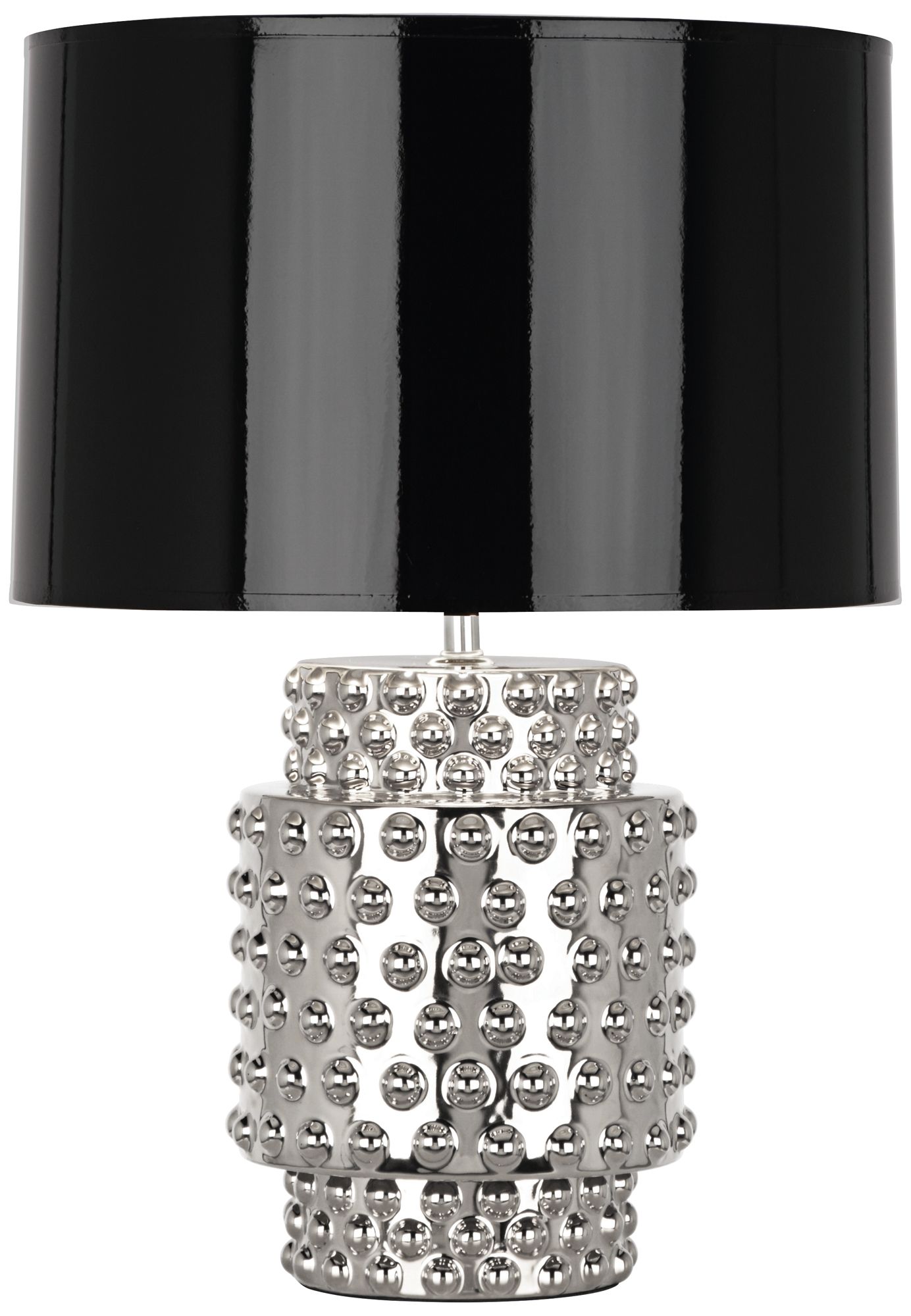 Small Dolly 21"H Nickel Metallic Accent Lamp with Black Shade Made to Order