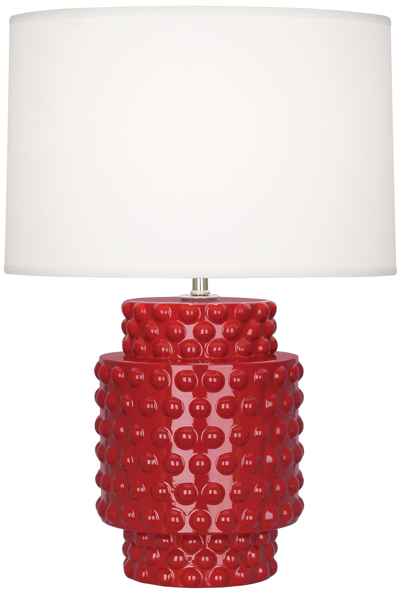Small Dolly 21"H Ruby Red Glazed Accent Lamp with White Shade Made to Order