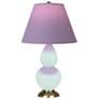 1_Small Double Gourd 22.75"H Mint Glazed Brass Lamp w/ Lavender Shade