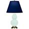 Small Double Gourd 22.75"H Mint Glazed Brass Lamp w/ Navy Shade