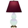 1_Small Double Gourd 22.75"H Mint Glazed Brass Lamp w/ Plum Shade