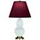 Small Double Gourd 22.75"H Mint Glazed Brass Lamp w/ Plum Shade