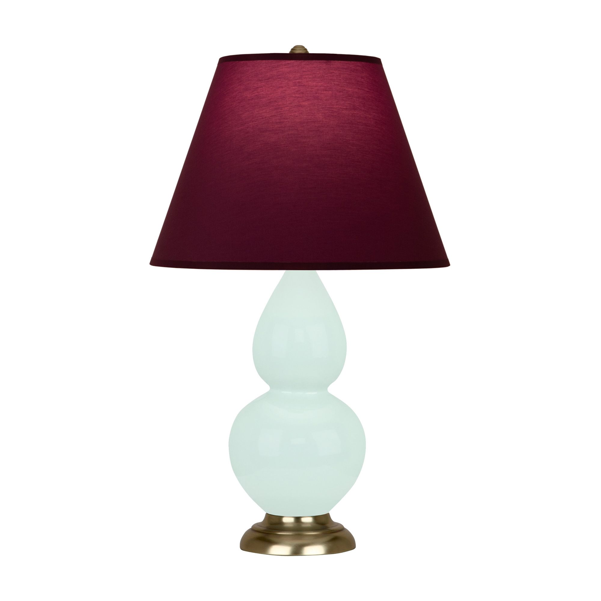 Image 2 Small Double Gourd 22.75"H Mint Glazed Brass Lamp w/ Plum Shade more views